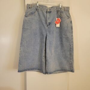 Cider Bule Denim Wide Leg Capri Jeans